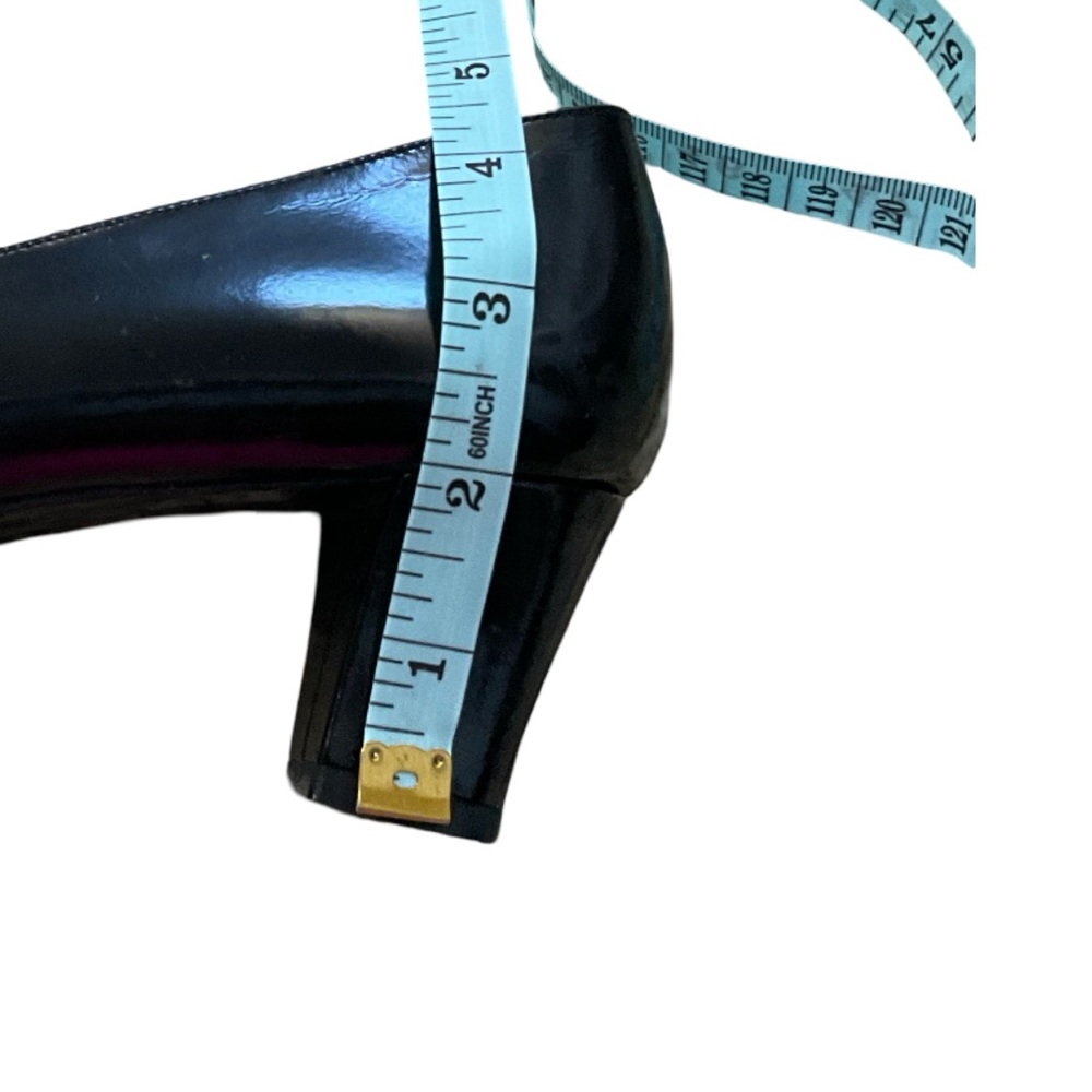 Bruno Magli Black Patent Bow Heels Italy Size 7.5 Designer - Picture 6 of 10